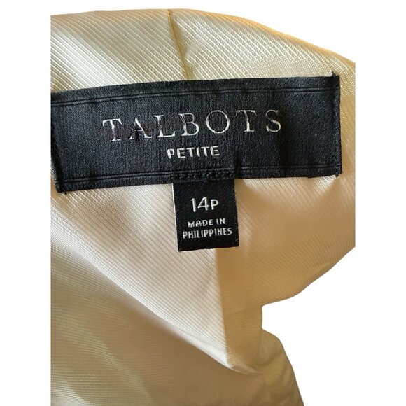 Talbots Piped Tweed Jacket Raw Edge Ivory Cotton Blend  Office Size 14 P EUC - Picture 5 of 6